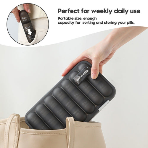 28 - Slot/21 - Slot Weekly Pill Organizer — Morning, Noon & Night Vitamins & Supplements Case - ManaFit