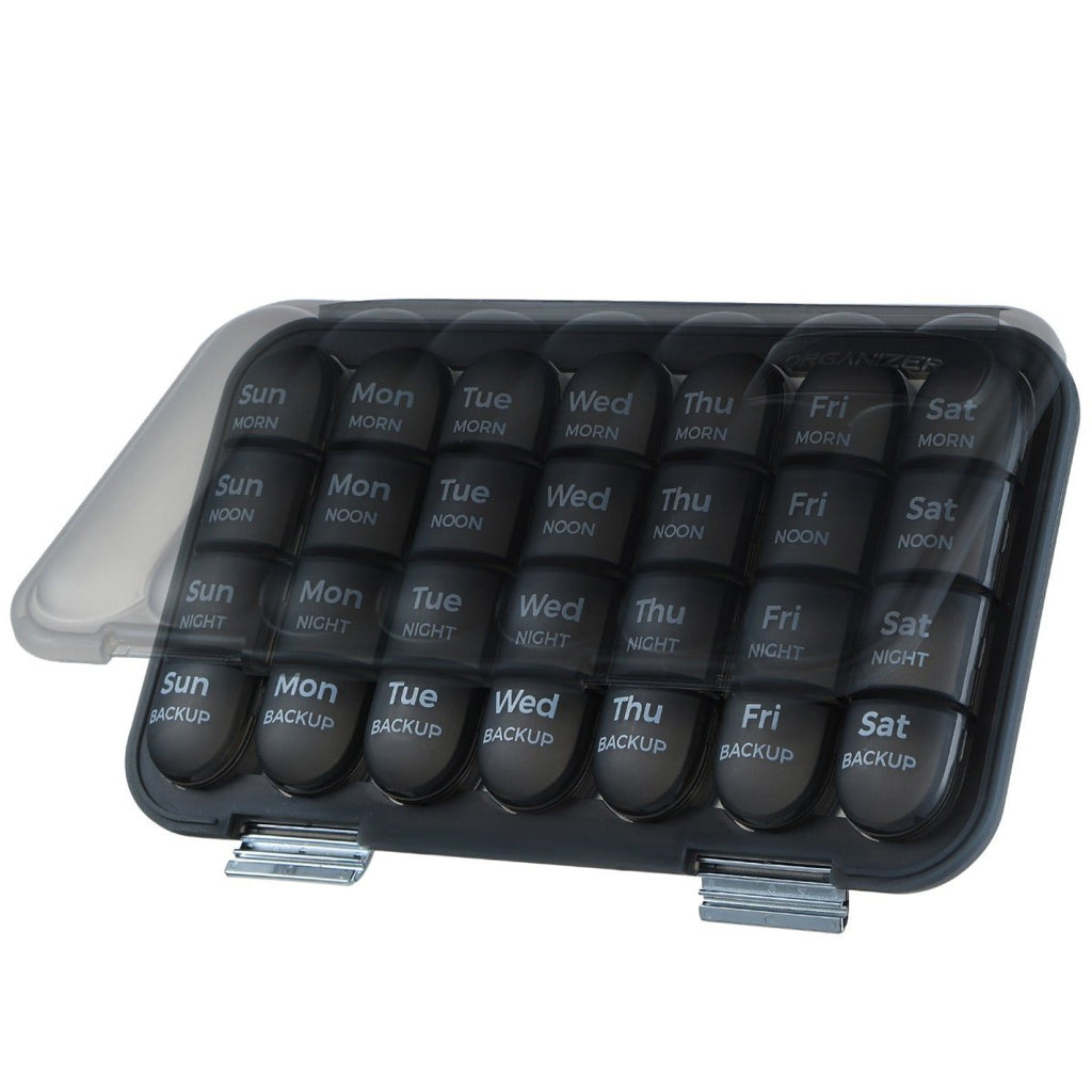 28 - Slot/21 - Slot Weekly Pill Organizer — Morning, Noon & Night Vitamins & Supplements Case - ManaFit