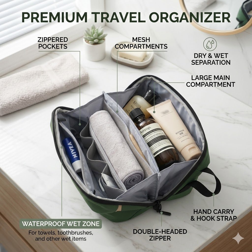 Waterproof Gym Toiletry Bag — Dry & Wet Separation Travel Organizer - ManaFit